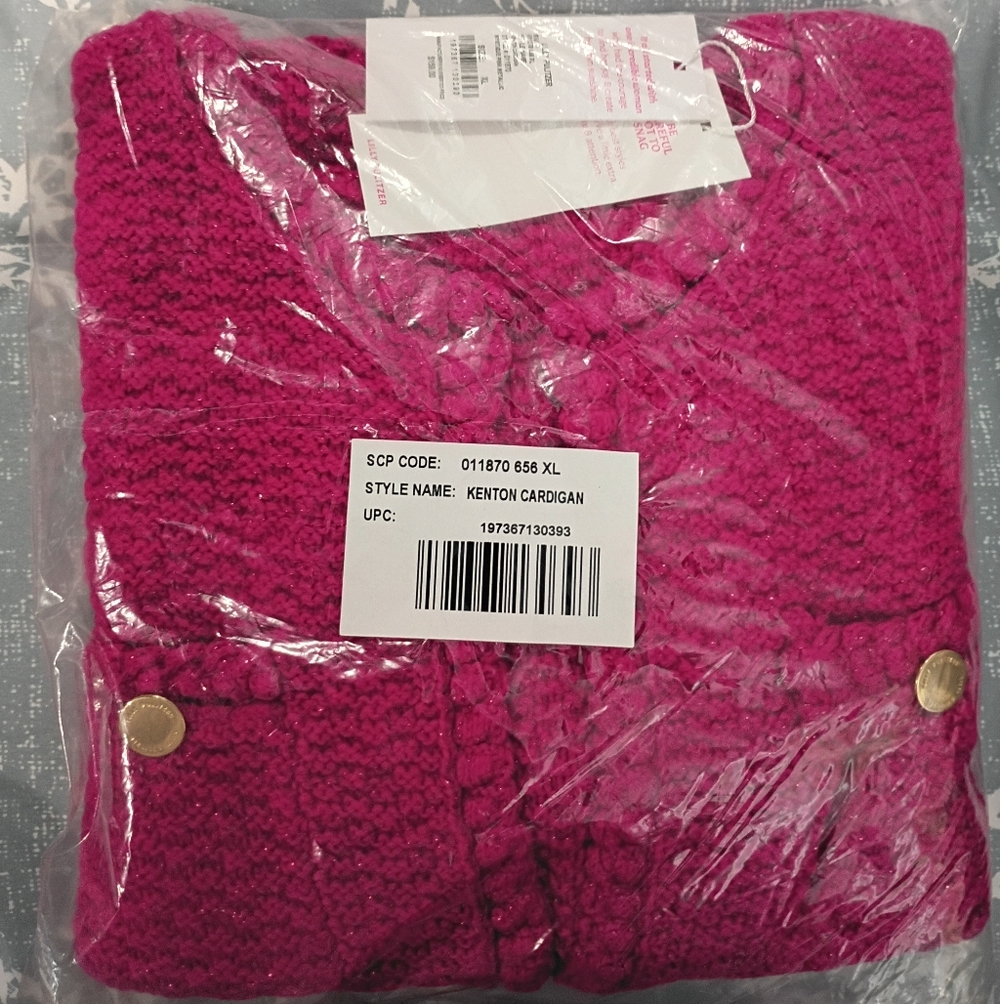 Lilly Pulitzer Kenton Pink Metallic Women's Cardigan Size XL New - Picture 6 of 8